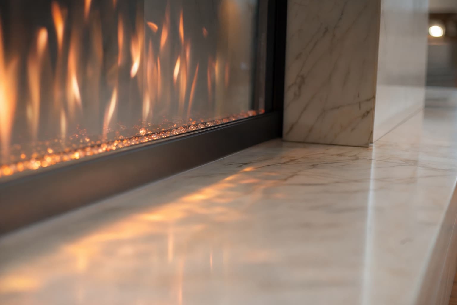 Custom media wall with integrated linear electric fireplace below the TV